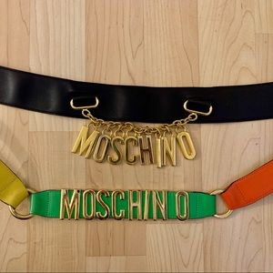 TWO MOSCHINO VINTAGE LEATHER BELTS